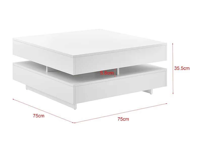 Table basse de salon blanche 75 x 75 x 35.5 cm 03_0006141