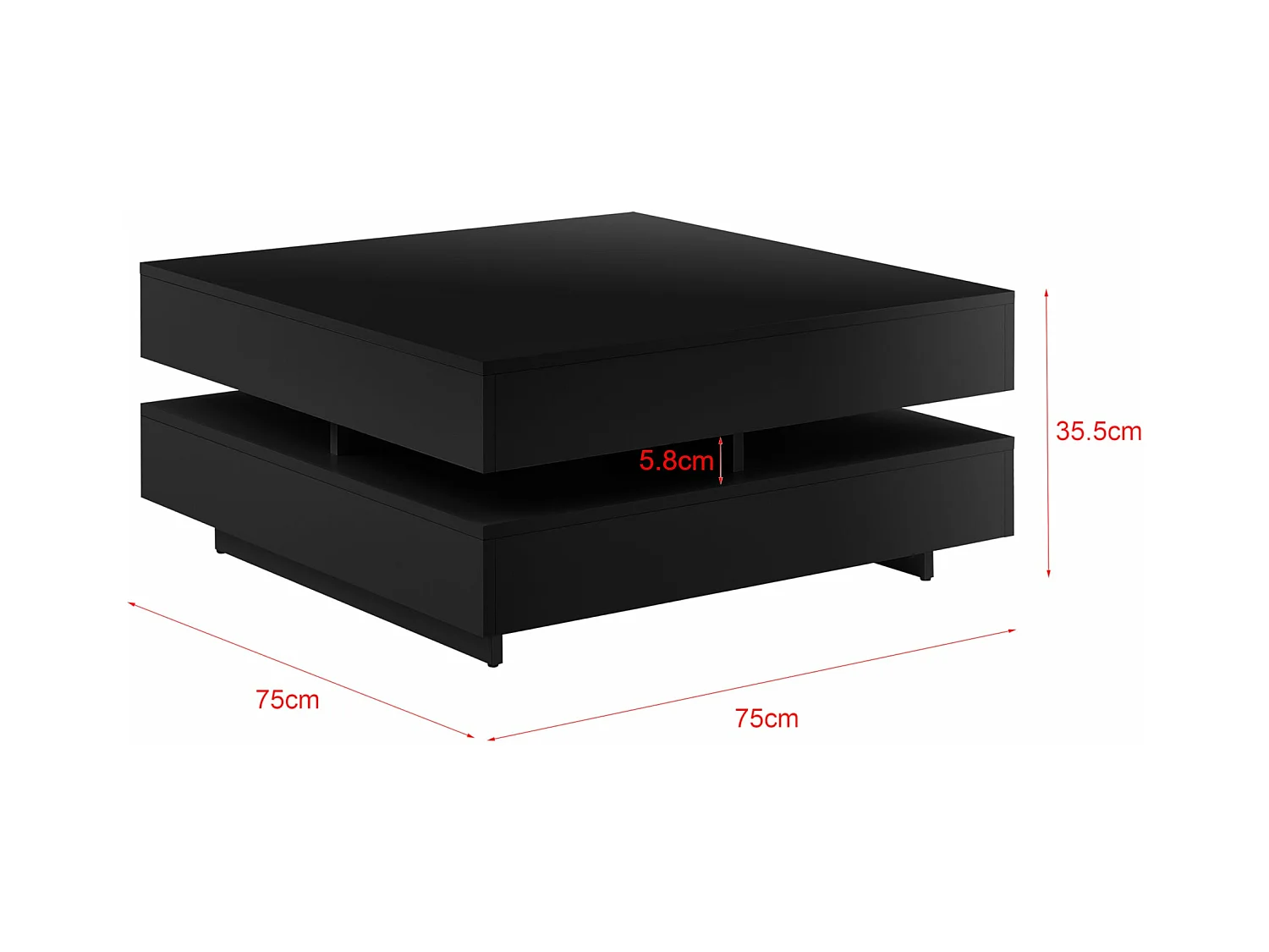 Table basse de salon noire 75 x 75 x 35.5 cm 03_0006142