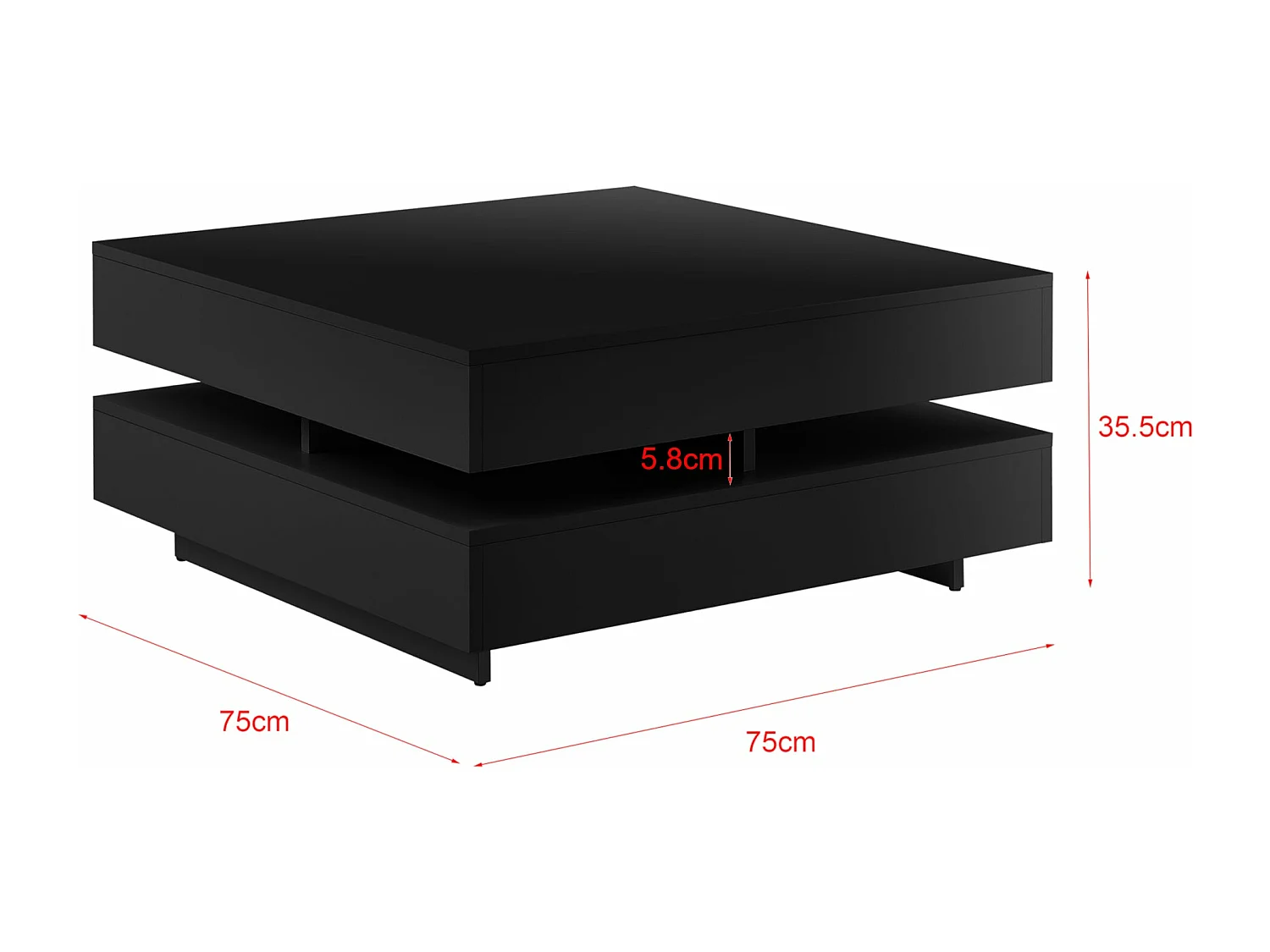 Table basse de salon noire 75 x 75 x 35.5 cm 03_0006142