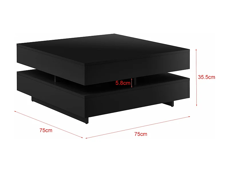 Table basse de salon noire 75 x 75 x 35.5 cm 03_0006142