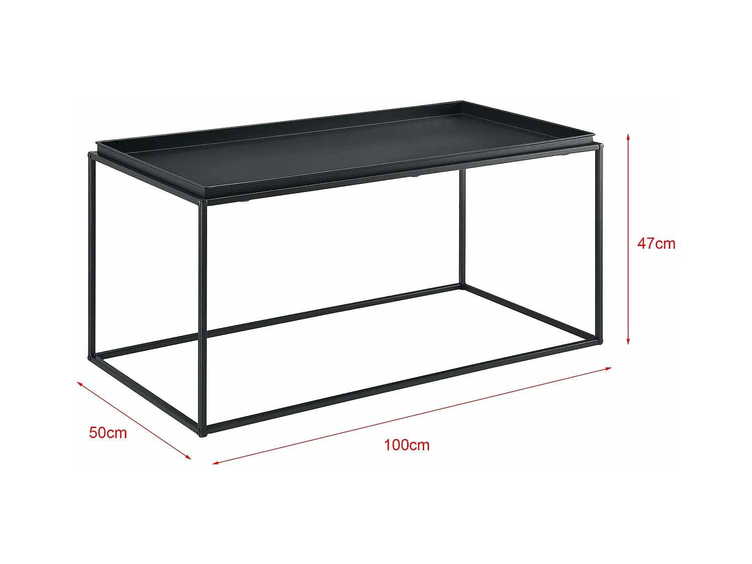 Table basse à plateau métal argentée 100 x 50 x 47 cm 03_0006129
