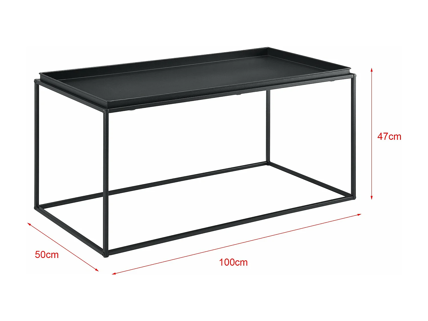 Table basse à plateau métal argentée 100 x 50 x 47 cm 03_0006129