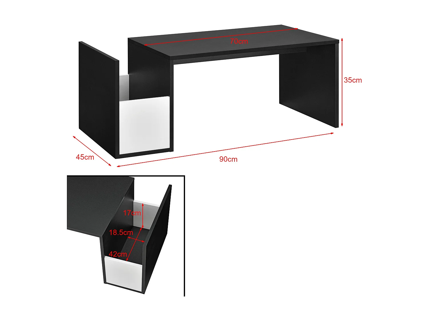 Table basse pour salon blanche 90 x 45 x 35 cm 03_0006169