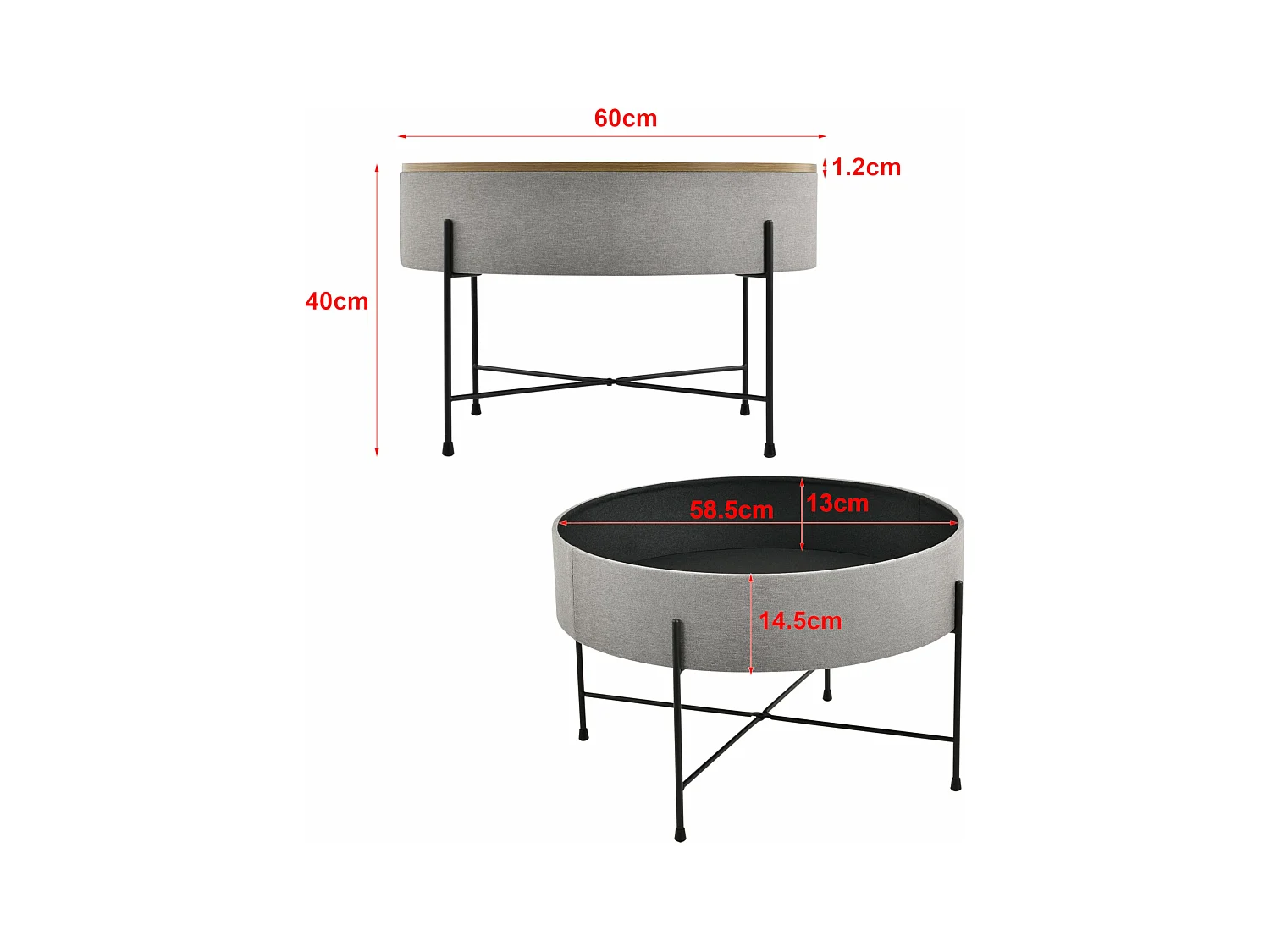 Table basse ronde avec métal marron 60 x 60 x 40 cm 03_0004151