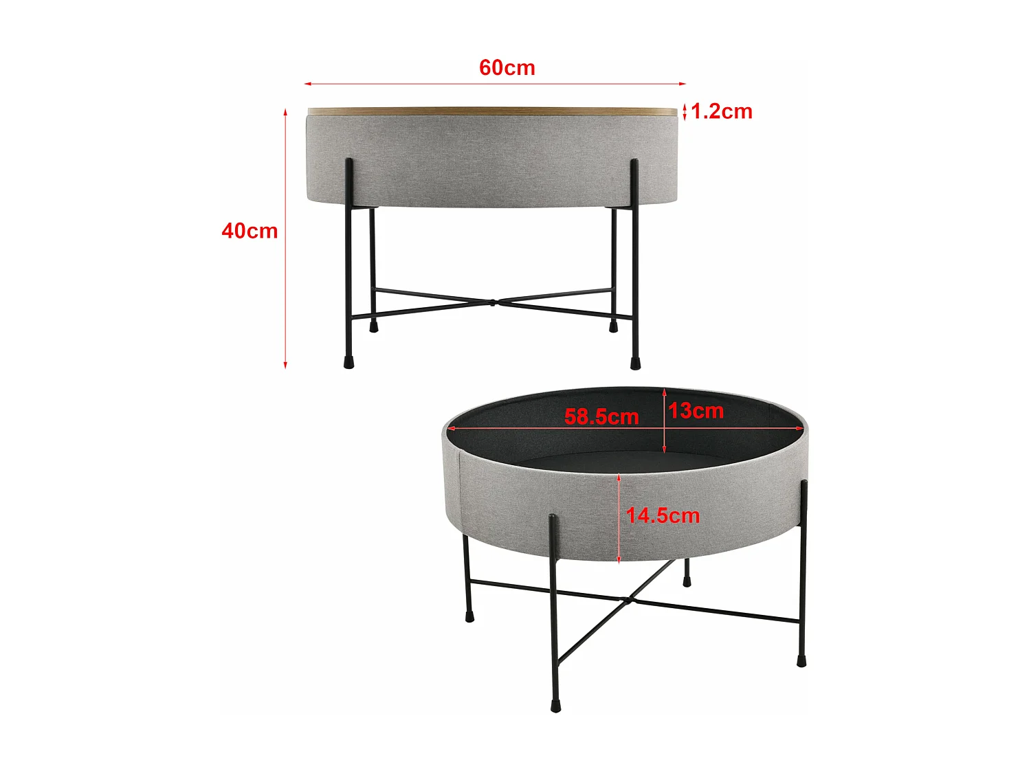 Table basse ronde avec métal marron 60 x 60 x 40 cm 03_0004151