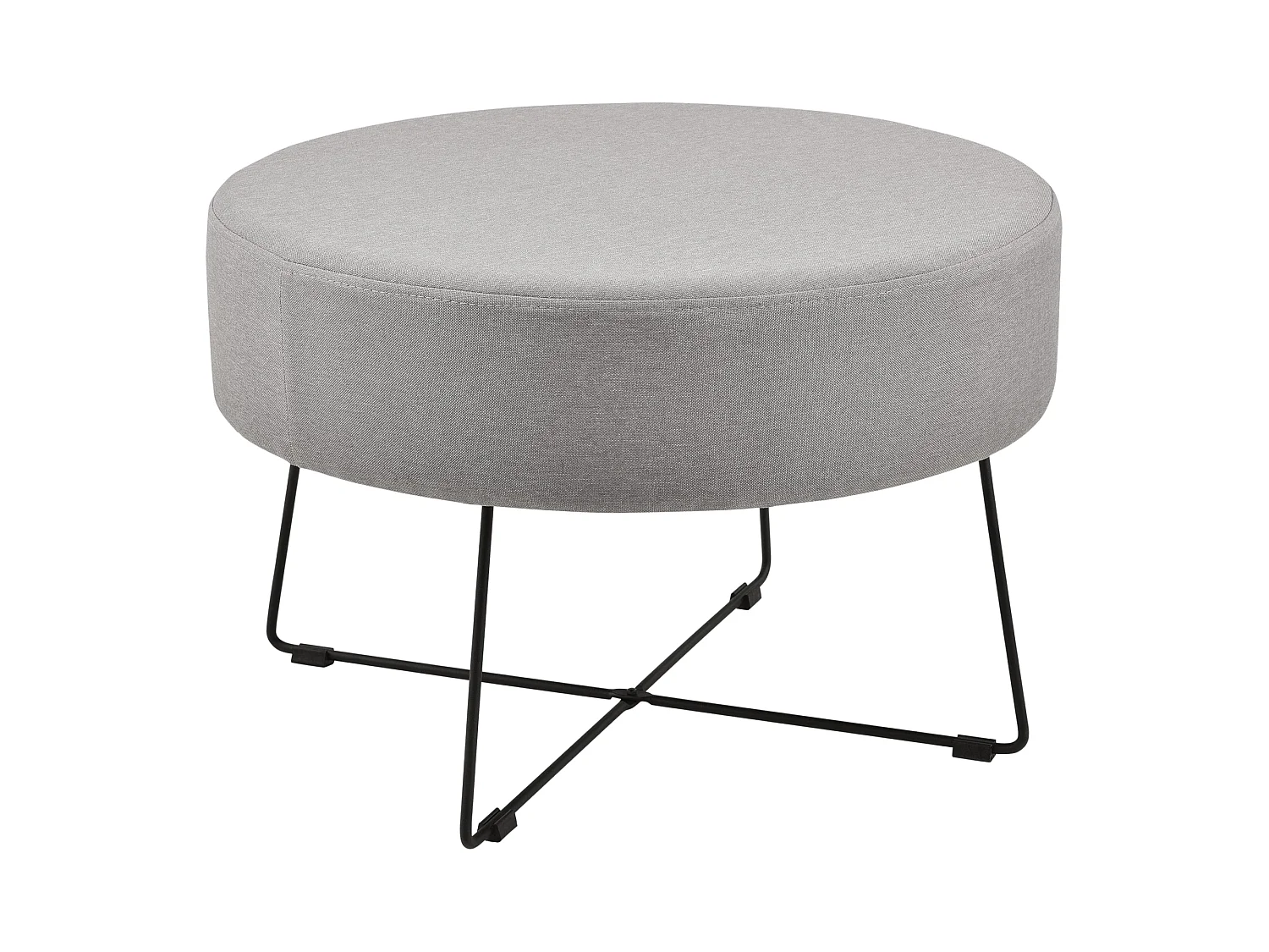 Table basse ronde repose pieds textile métal 60 cm gris et noir 03_0004153