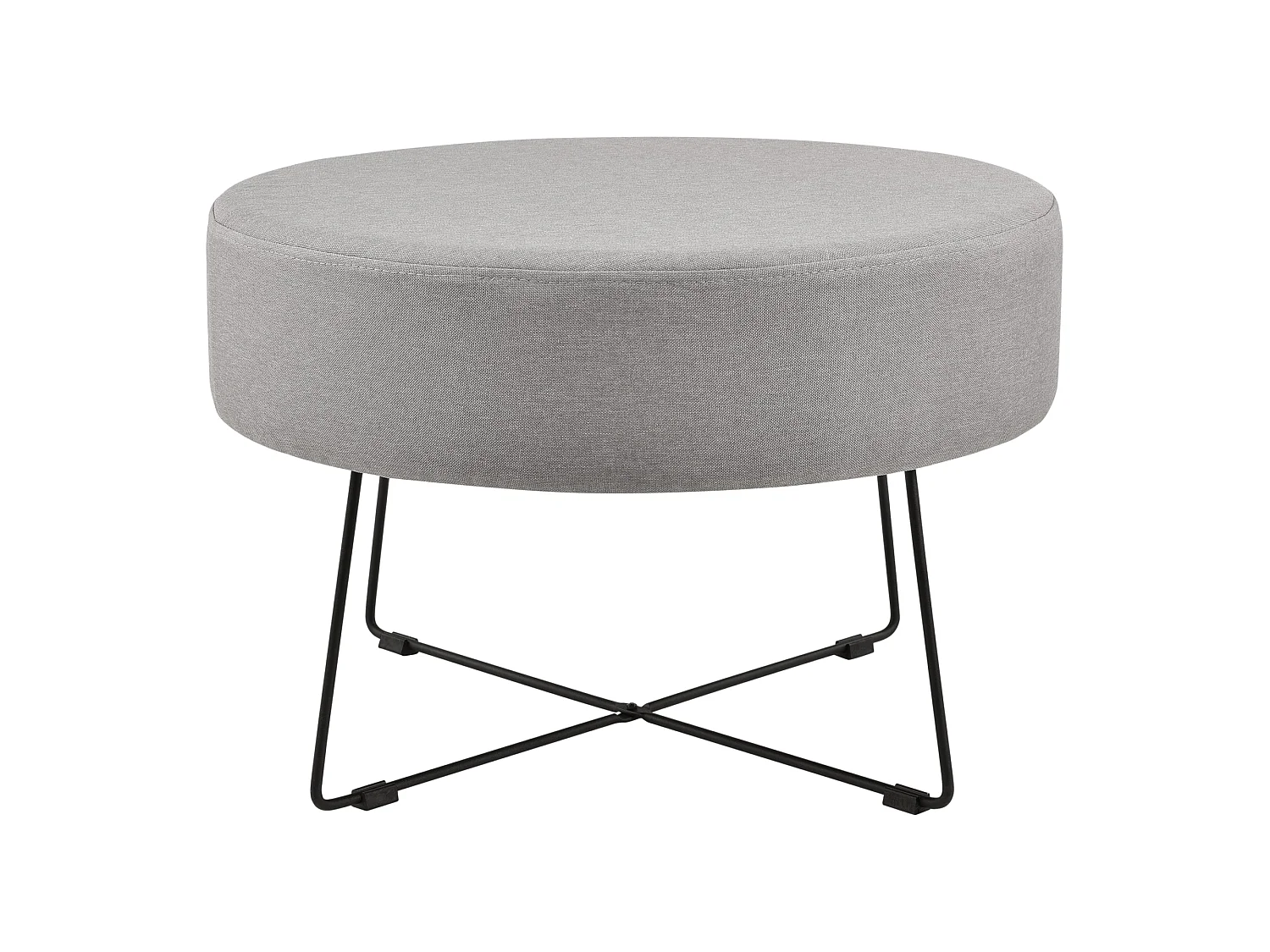 Table basse ronde repose pieds textile métal 60 cm gris et noir 03_0004153