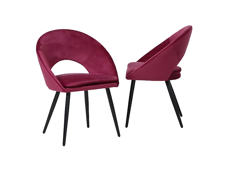 Chaise style fauteuil en velours rose framboise Elouan (lot de 2)