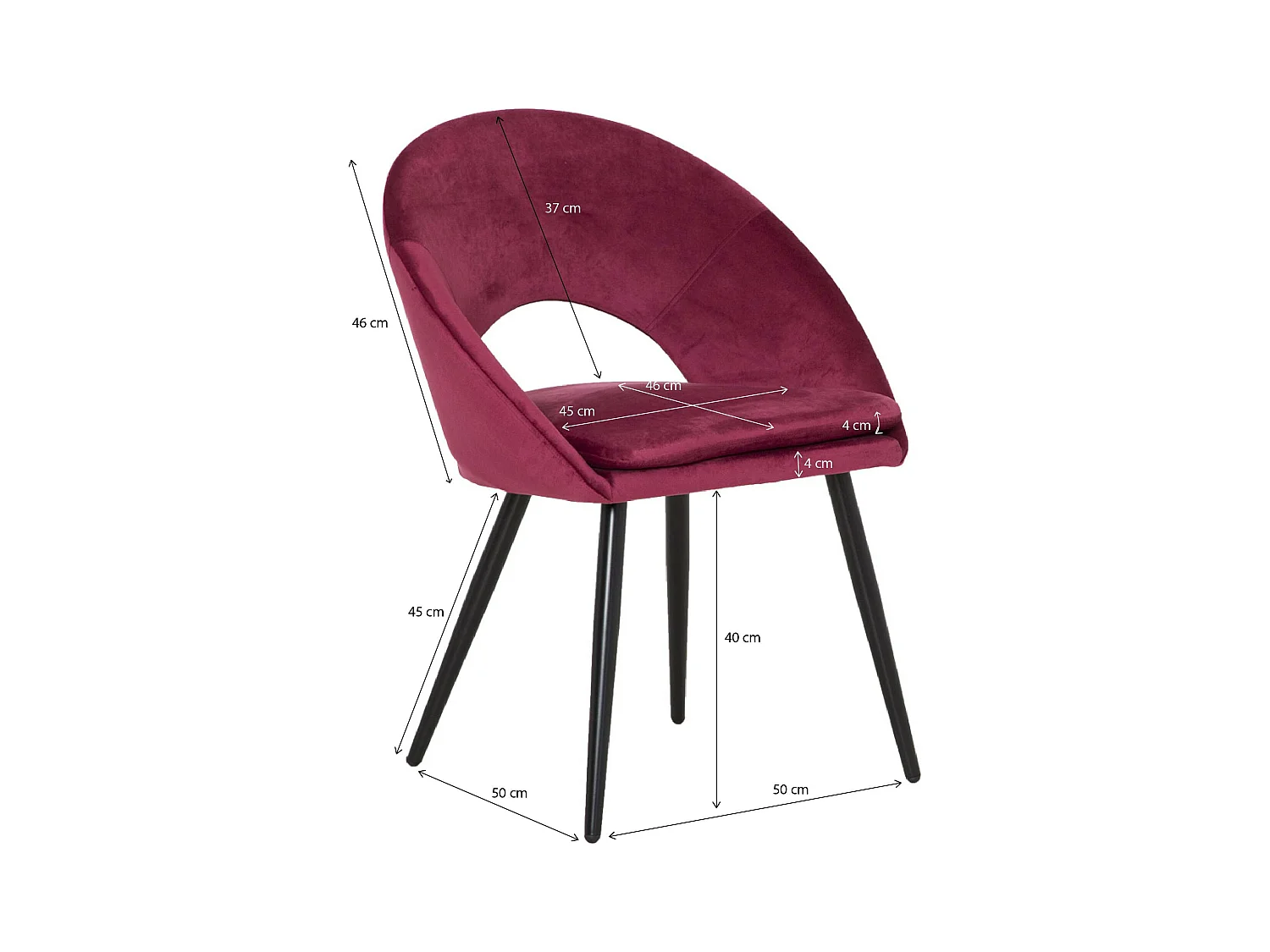 Chaise style fauteuil en velours rose framboise Elouan (lot de 2)