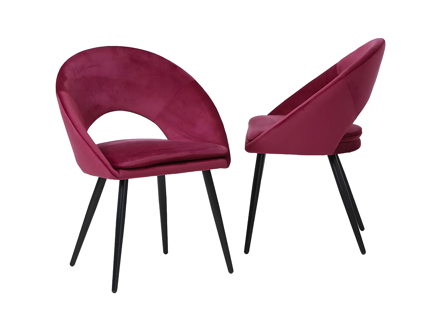Chaise style fauteuil en velours rose framboise Elouan (lot de 2)