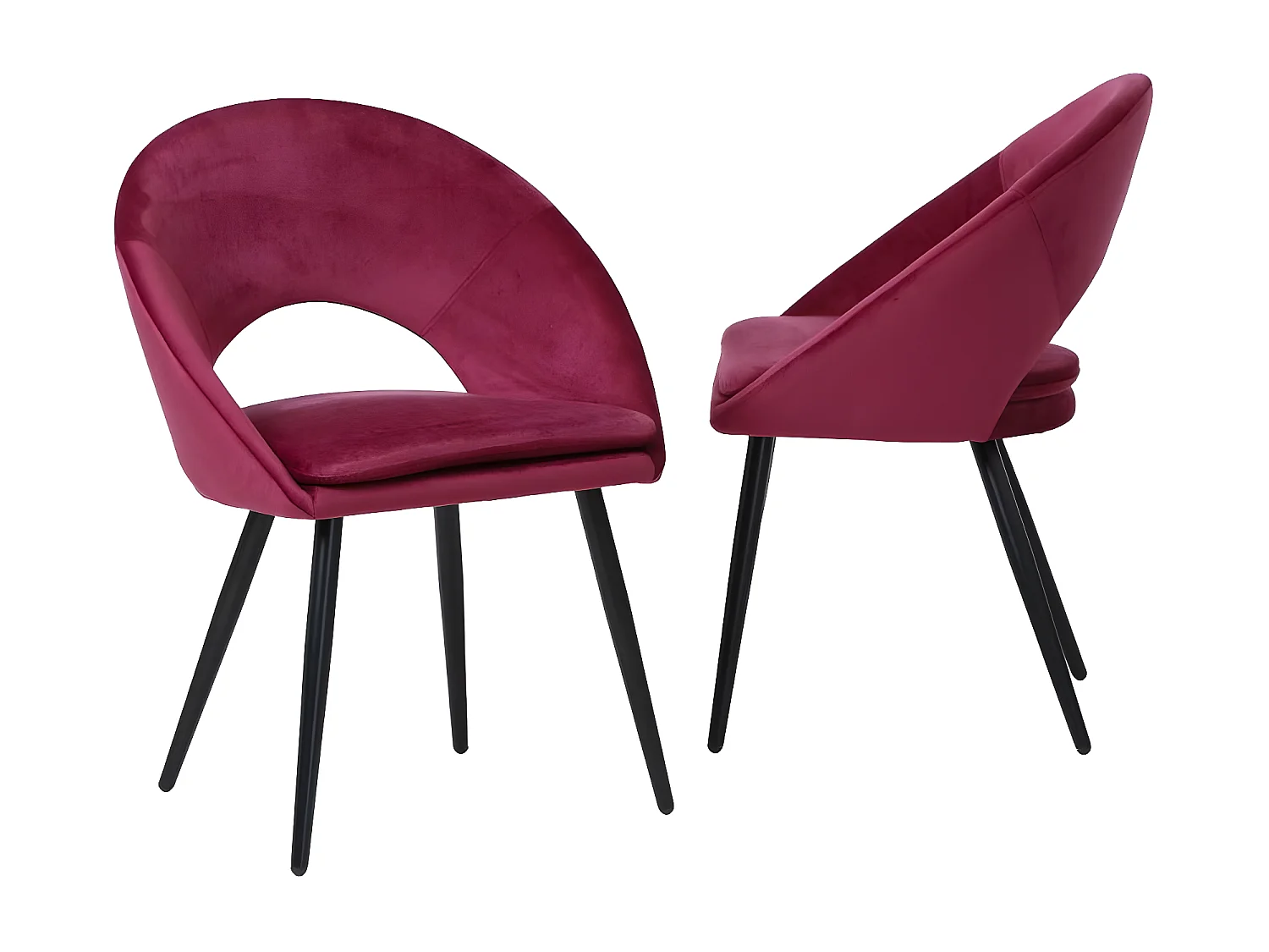 Lote de 2 sillas estilo sillón en terciopelo rosa frambuesa Elouan para un interior escandinavo cómodo y elegante