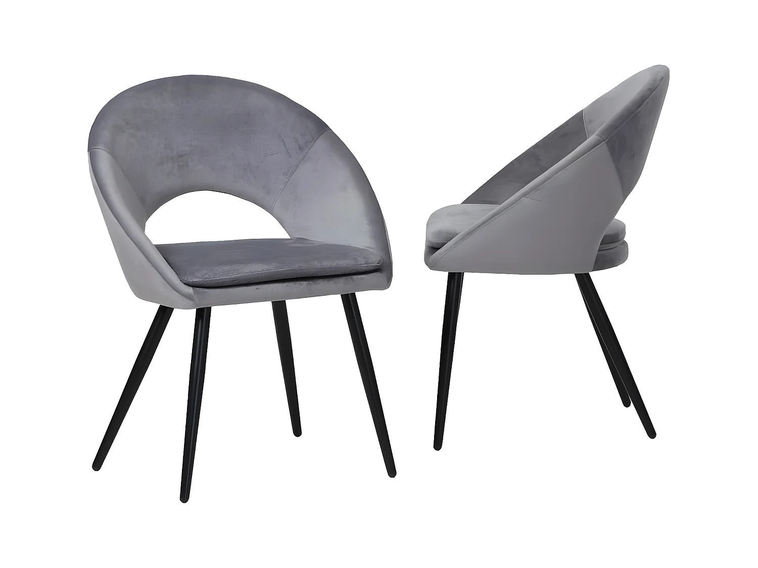 Chaise style fauteuil en velours gris souris Elouan (lot de 2)