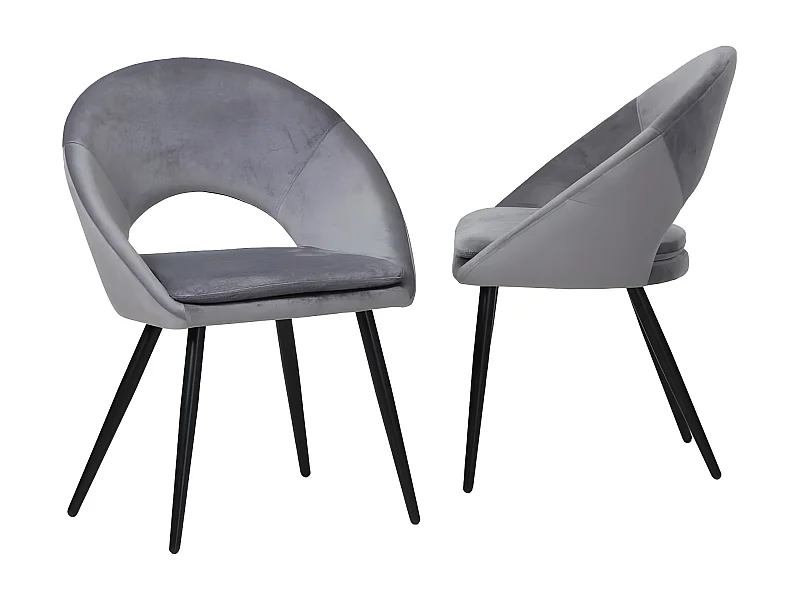Chaise style fauteuil en velours gris souris Elouan (lot de 2)