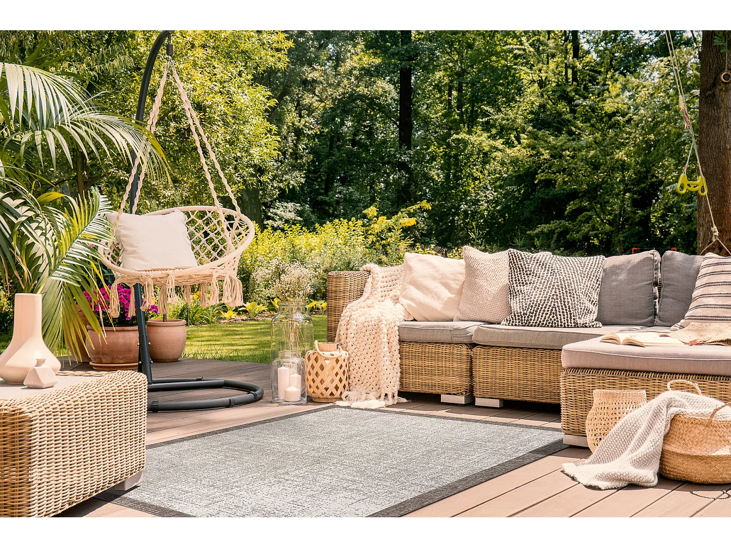 TAPIS EN CORDE SIZAL FLOORLUX 20401 Cadre champagne / taupe 240x330 cm