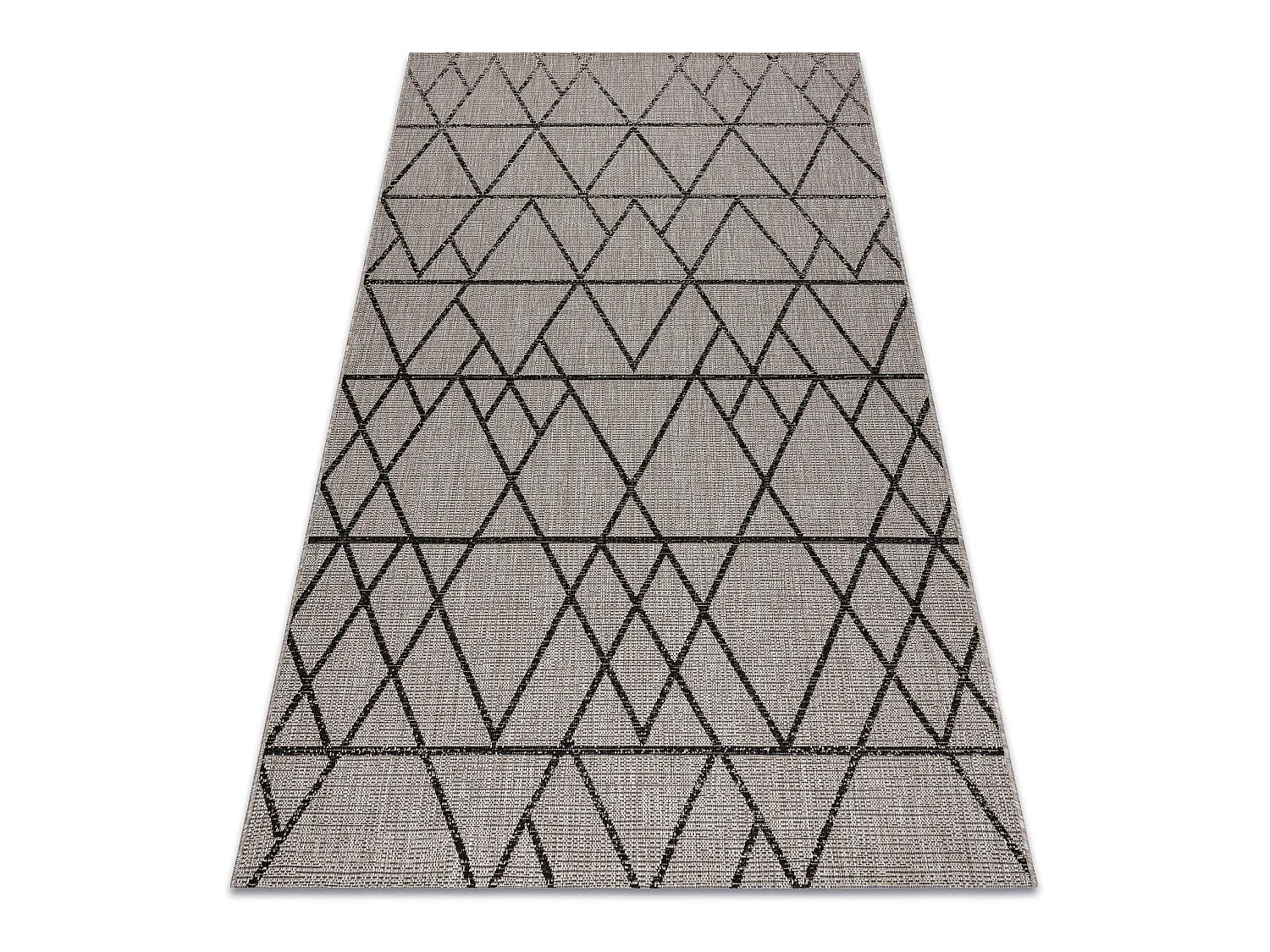 TAPIS EN CORDE SIZAL FLOORLUX 20508 argentin / noir TRIANGLES 240x330 cm