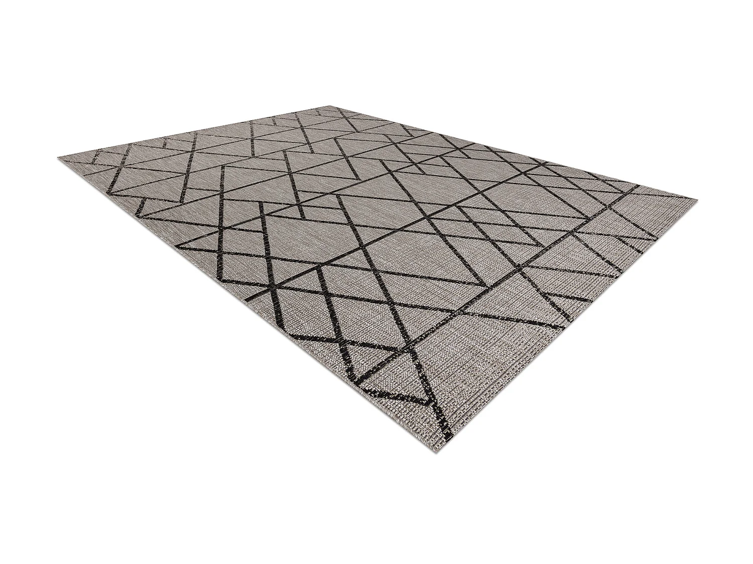 Sisal tapijt SISAL FLOORLUX 20508 zilver / zwartkluring DRIEHOEKEN 240x330 cm