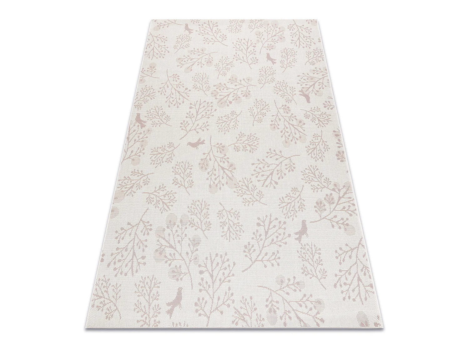 Tapis EN CORDE SIZAL FLAT 48774/526 Petites feuilles Petits Oiseaux cr 160x230 cm