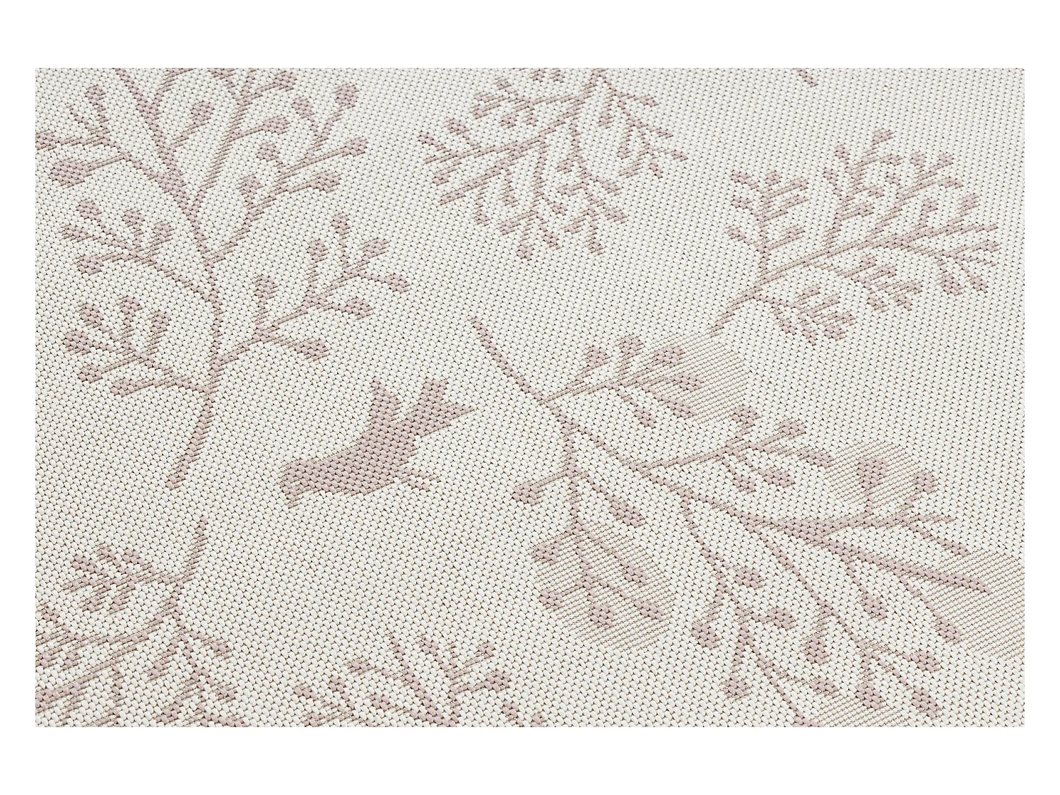 Tapis EN CORDE SIZAL FLAT 48774/526 Petites feuilles Petits Oiseaux cr 160x230 cm