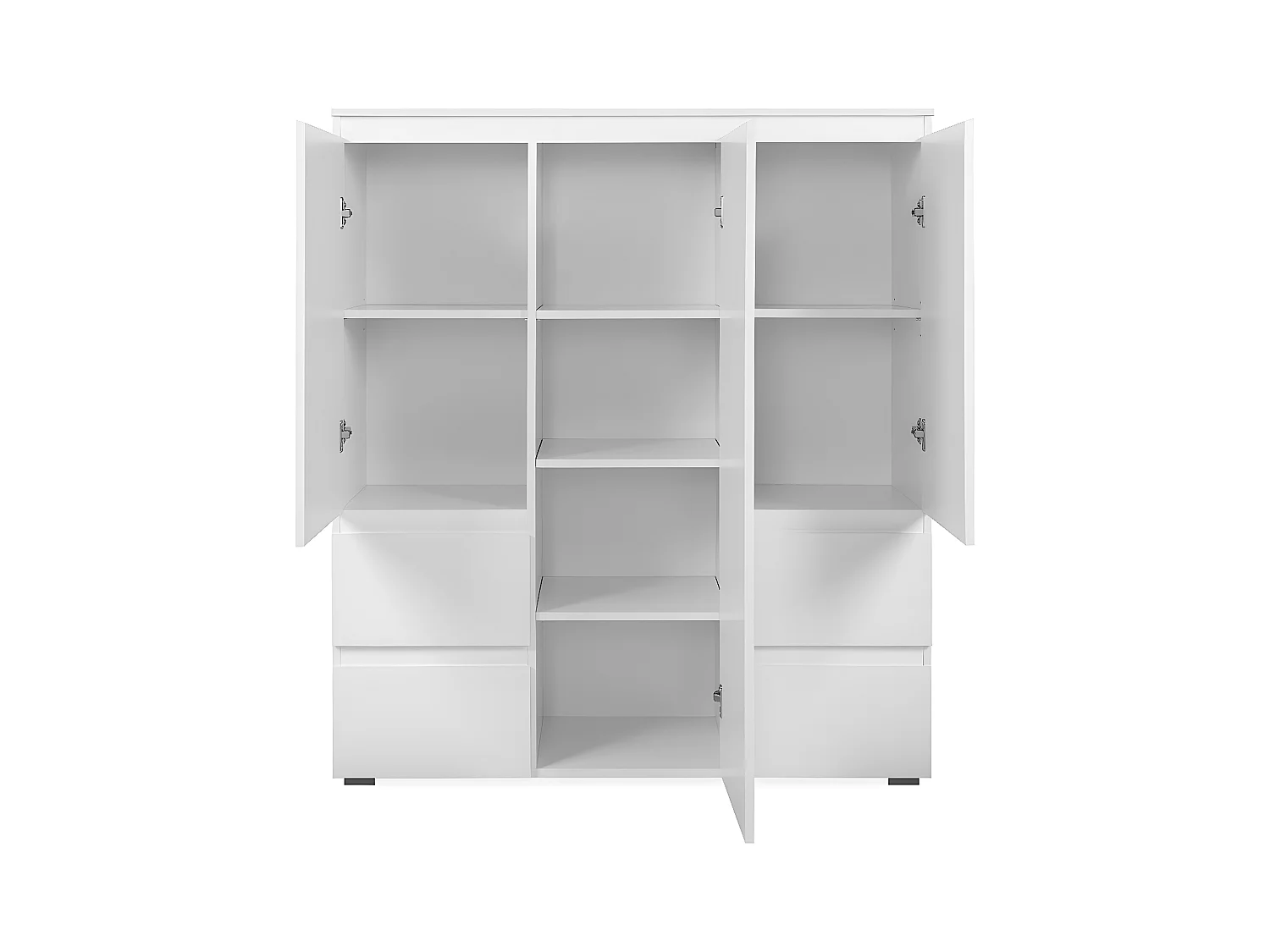 Buffet haut 3 portes, 4 tiroirs et 5 étagères - L116 x H131cm