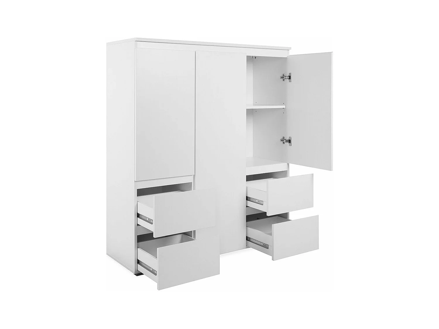 Buffet haut 3 portes, 4 tiroirs et 5 étagères - L116 x H131cm