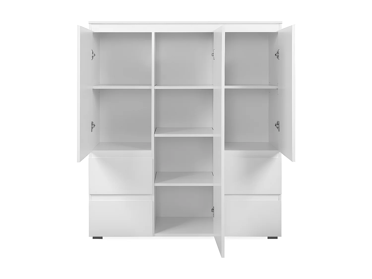 Buffet haut 3 portes, 4 tiroirs et 5 étagères - L116 x H131cm