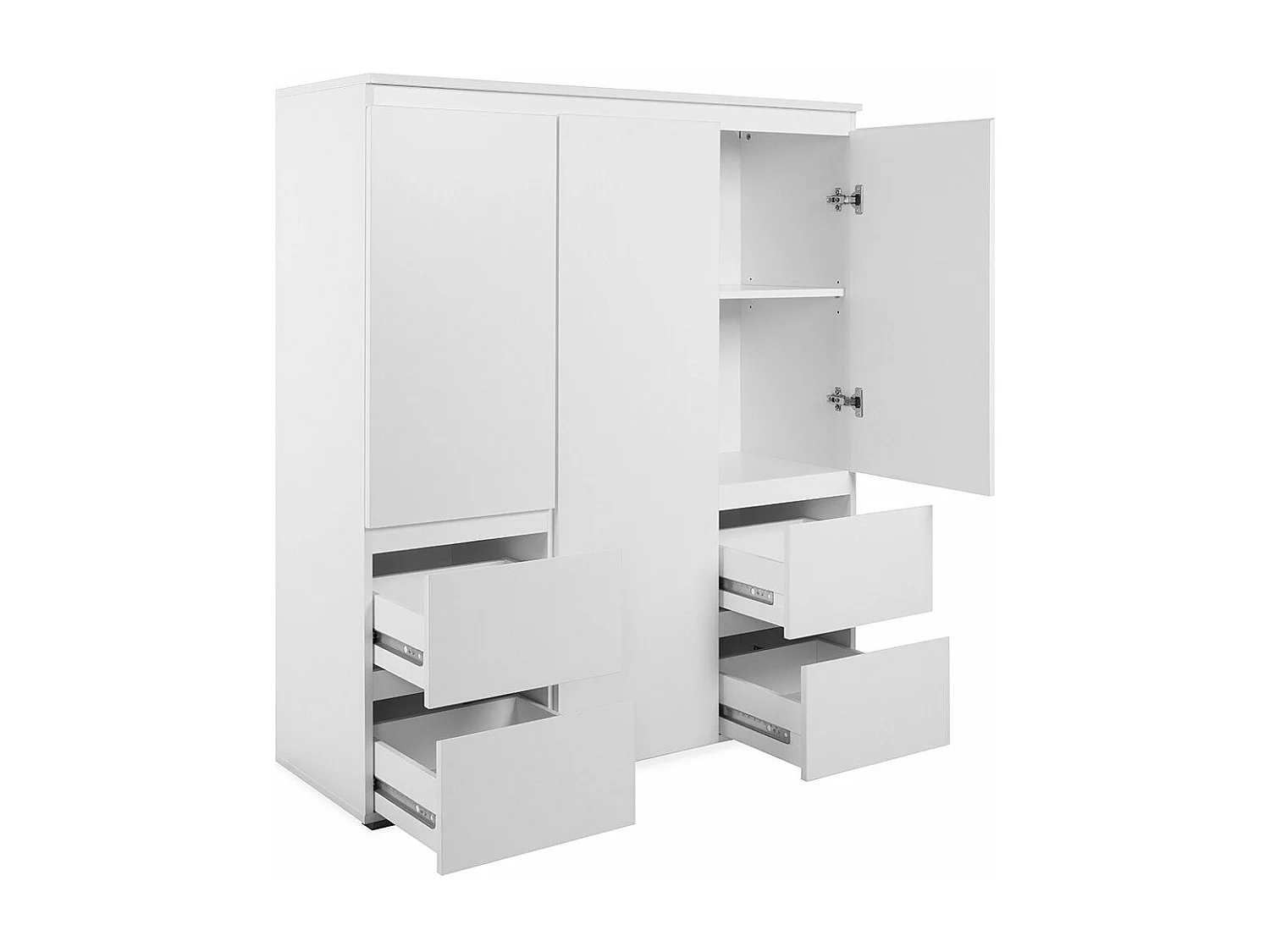 Buffet haut 3 portes, 4 tiroirs et 5 étagères - L116 x H131cm