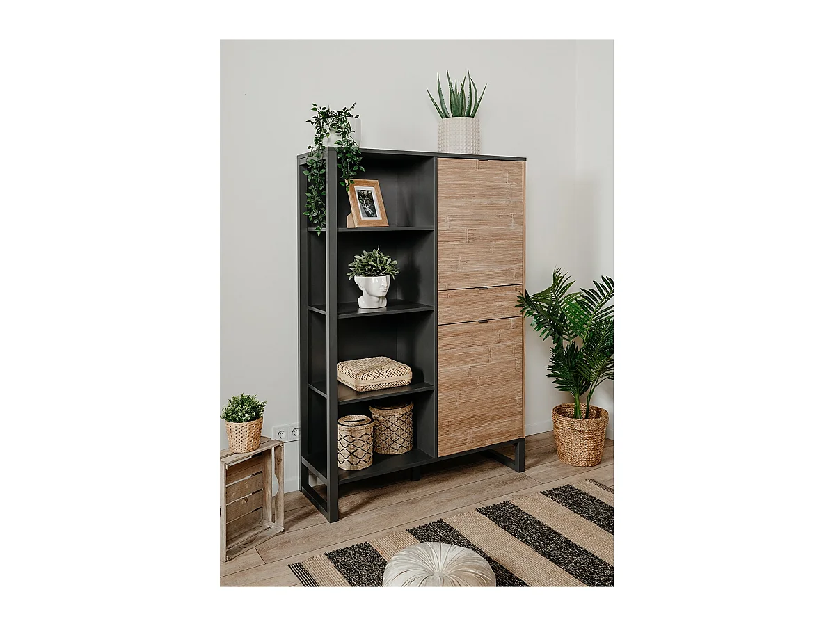 Buffet haut 2 Portes 1 Tiroir avec étagères L108 cm - Sumatra