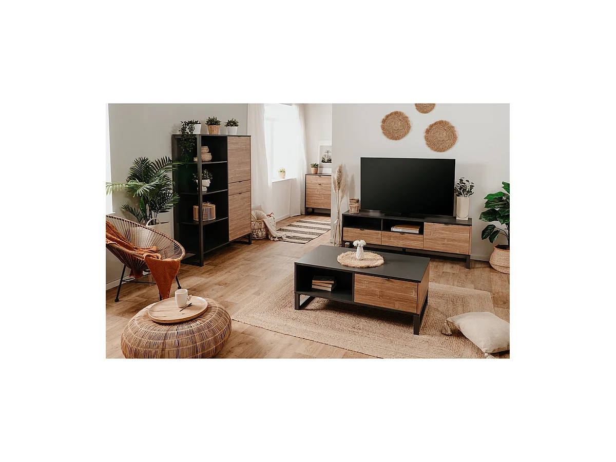 Buffet haut 2 Portes 1 Tiroir avec étagères L108 cm - Sumatra