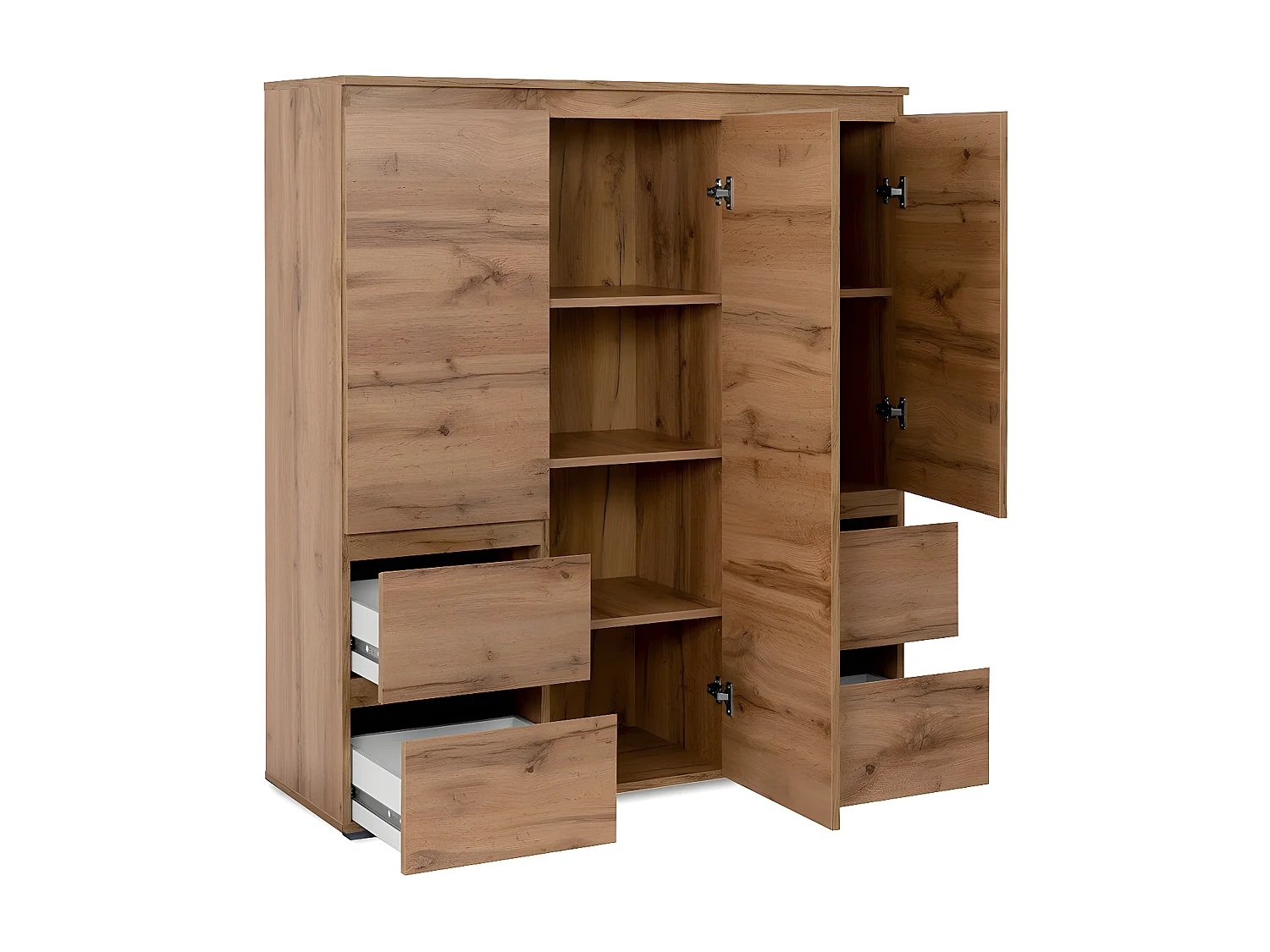 Buffet met 3 deuren, 4 laden en 5 planken - L116 x H131cm