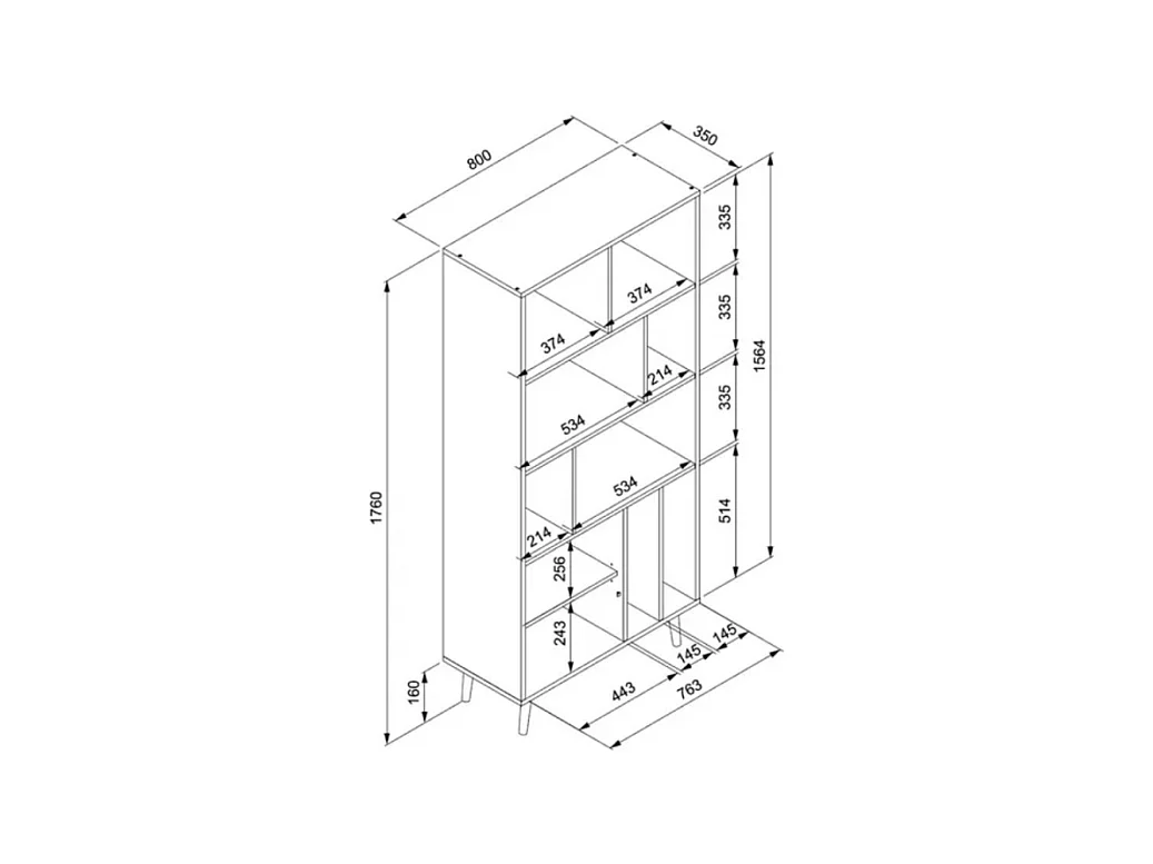 Libreria in pannelli di particelle stampa impagliatura - L80 x A175 cm