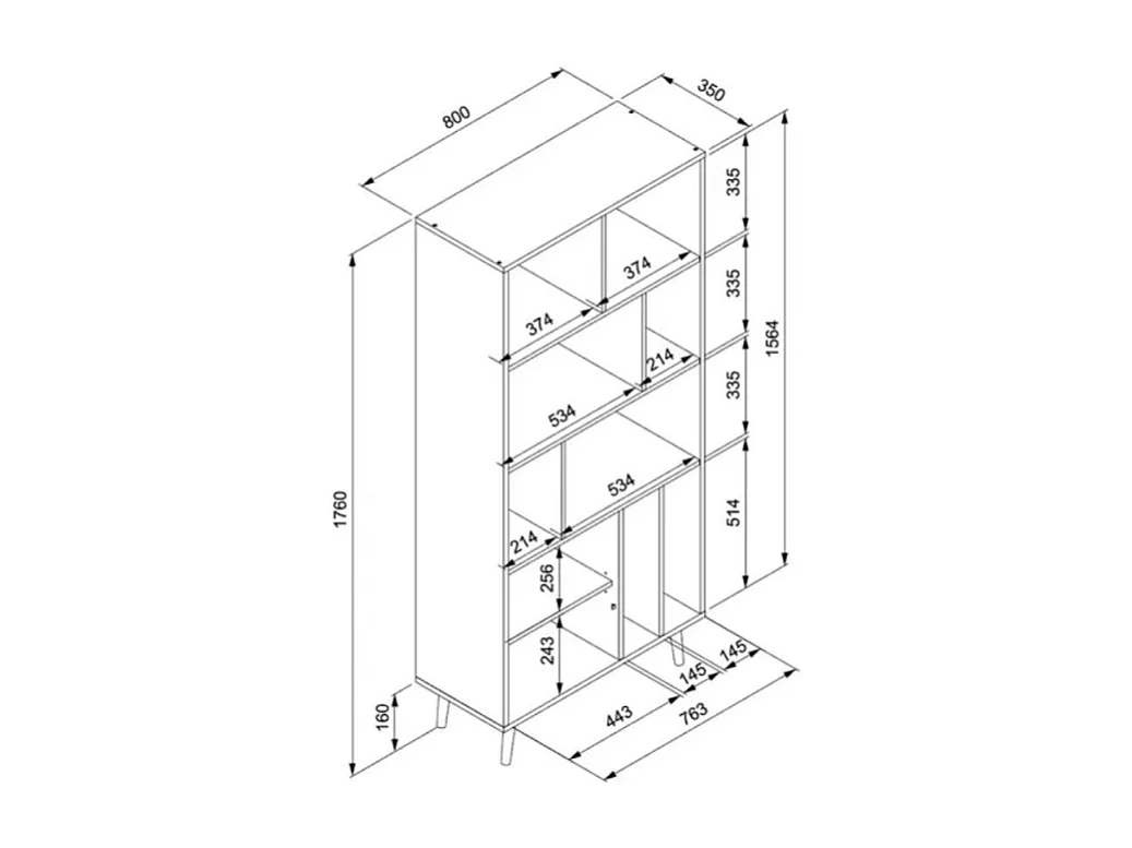 Libreria in pannelli di particelle stampa impagliatura - L80 x A175 cm