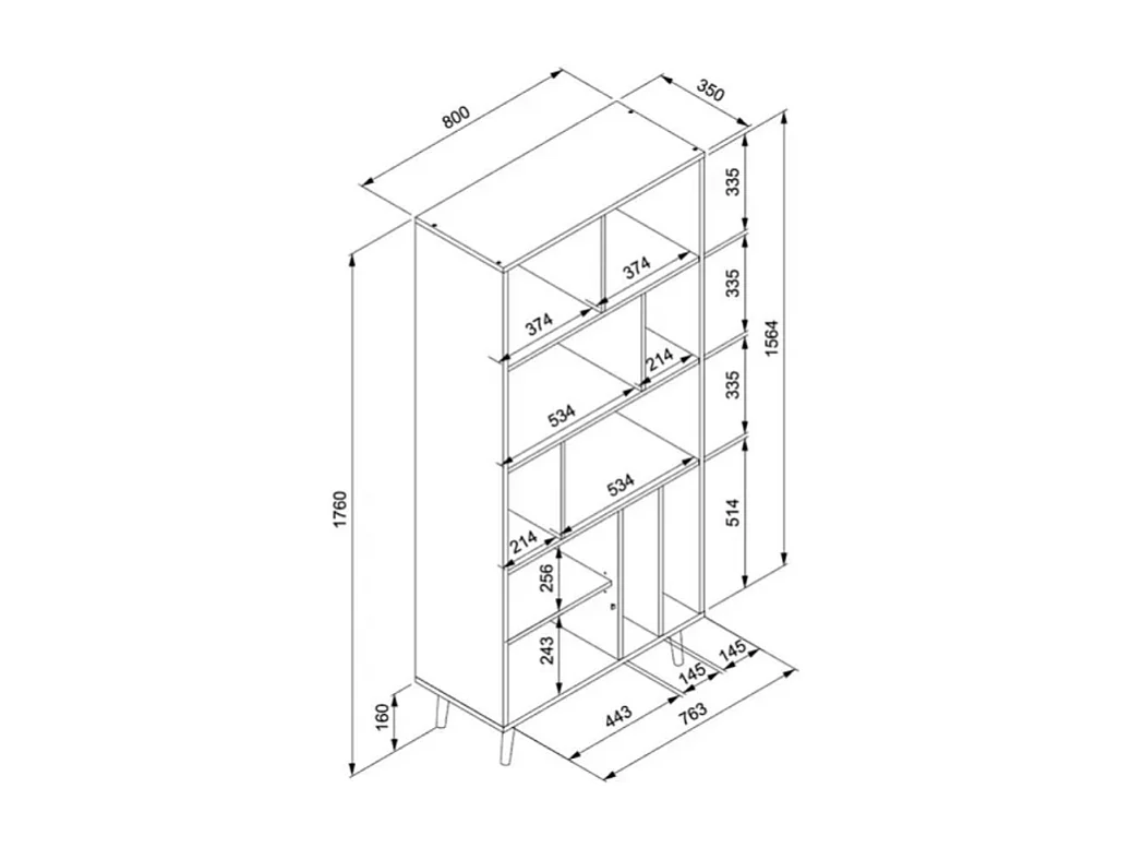 Bibliothèque Impression Cannage et Noir L80 x H175 cm - VILLA