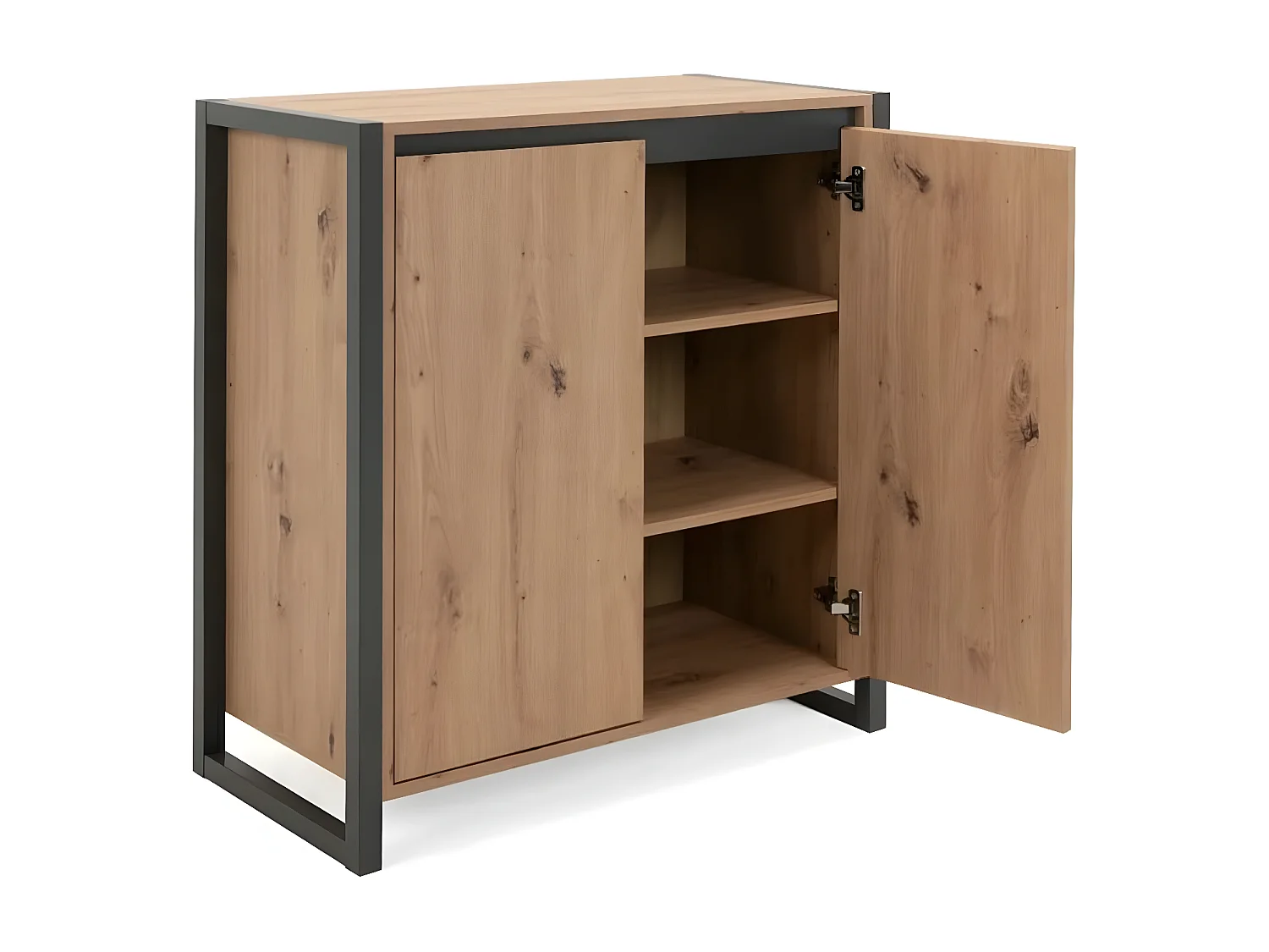 Petit Buffet de Rangement 2 Portes L80 cm - DENVER