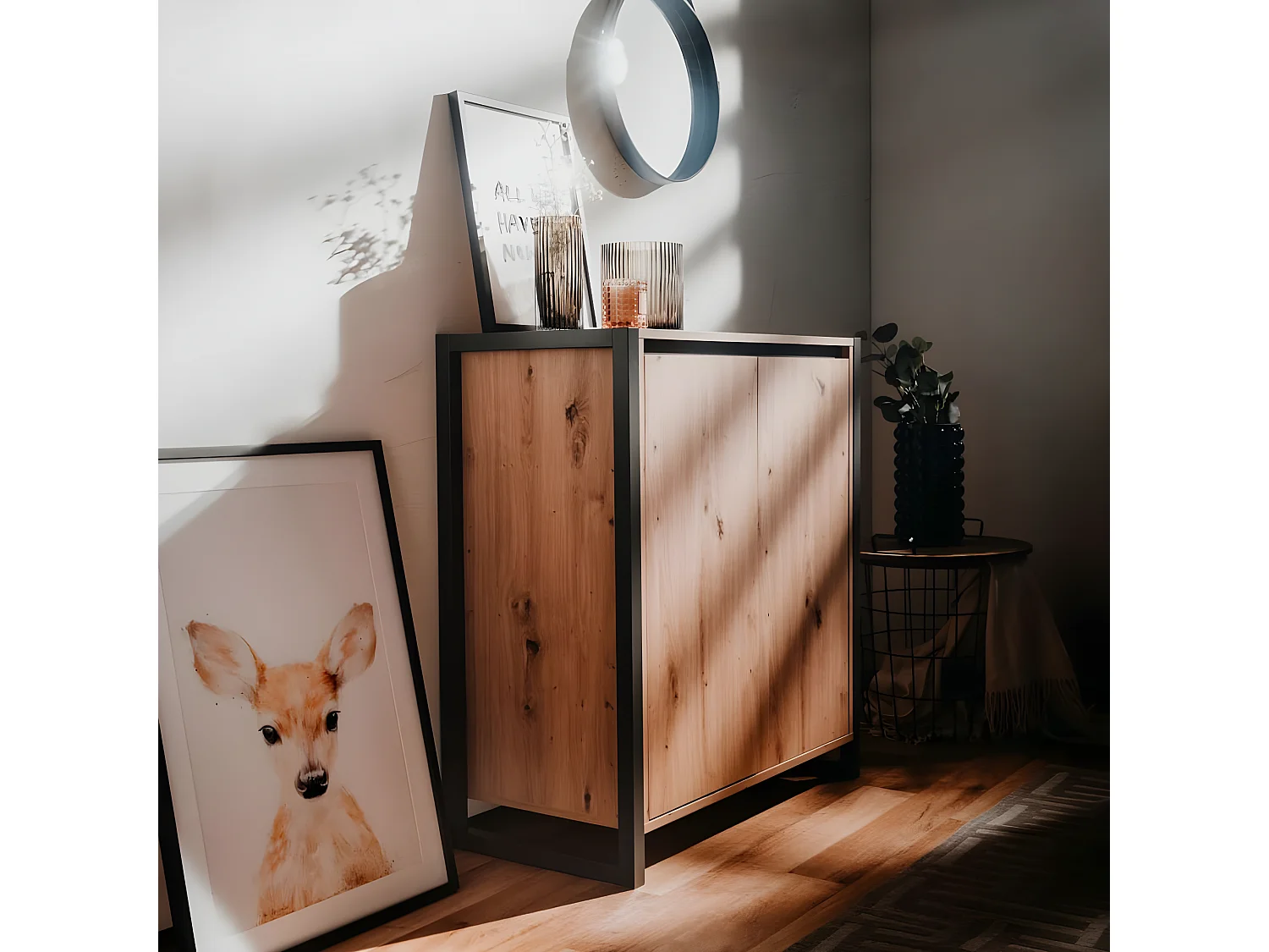 Petit Buffet de Rangement 2 Portes L80 cm - DENVER