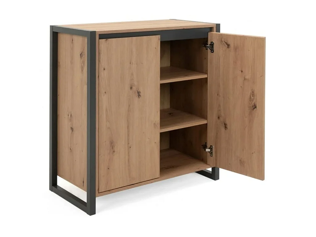 Petit Buffet de Rangement 2 Portes L80 cm - DENVER