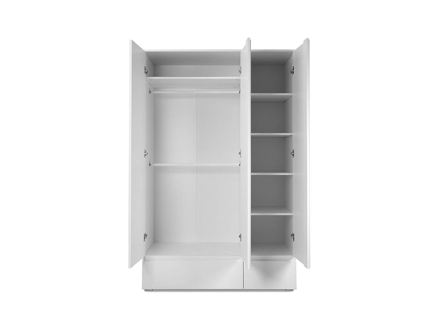 Armoire 3 portes 2 tiroirs blanc - L120 x H191cm