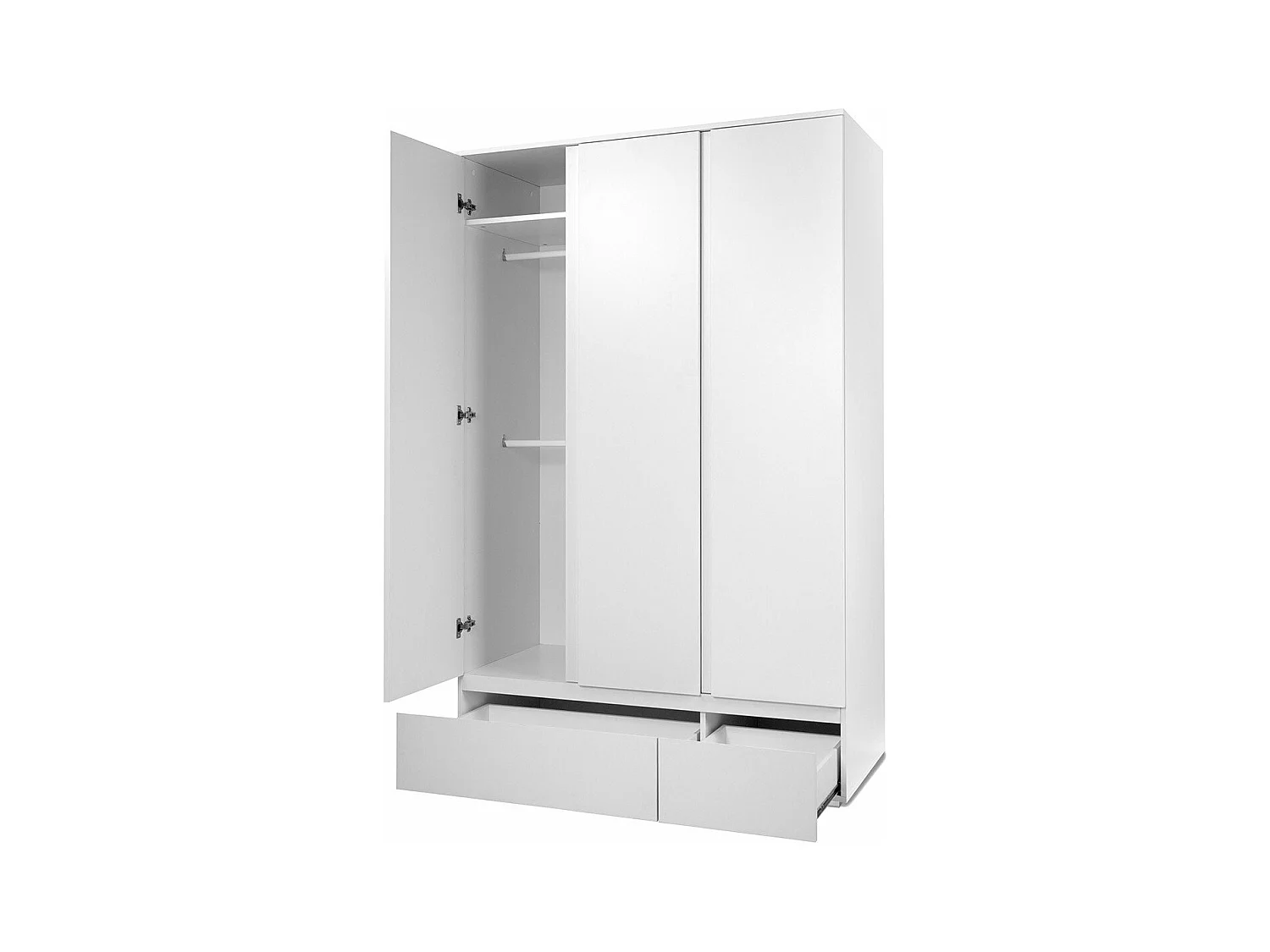 Armoire 3 portes 2 tiroirs blanc - L120 x H191cm