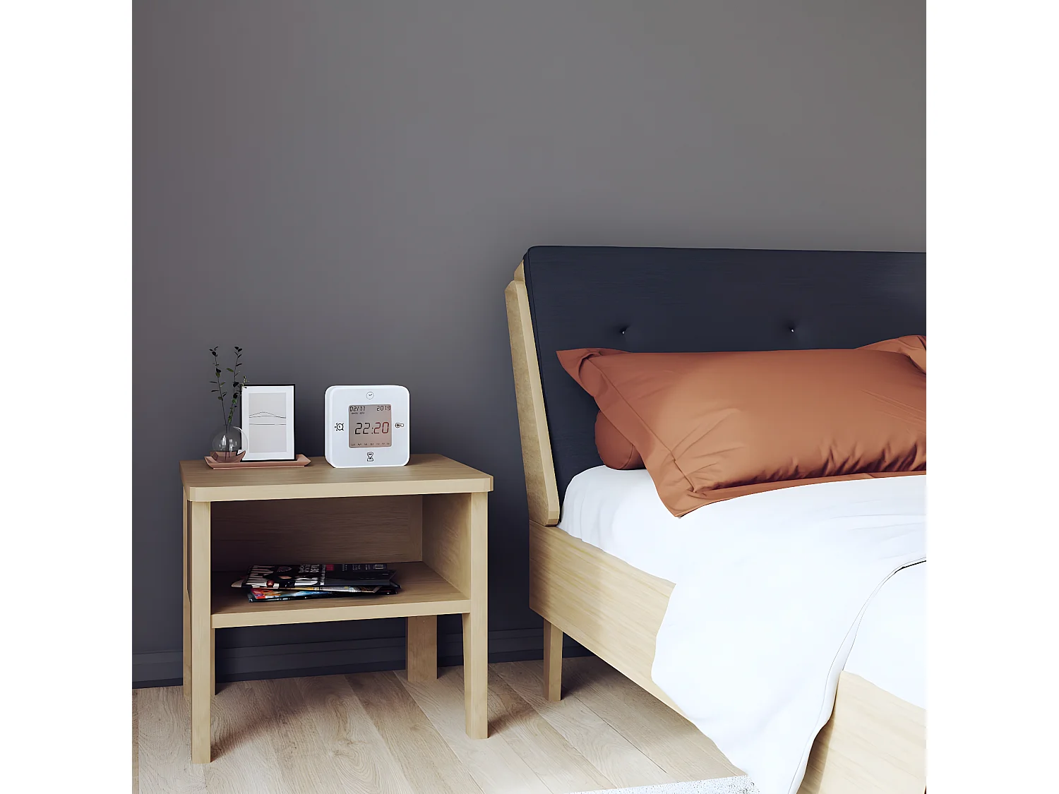 Table de chevet en placage chêne - Nova