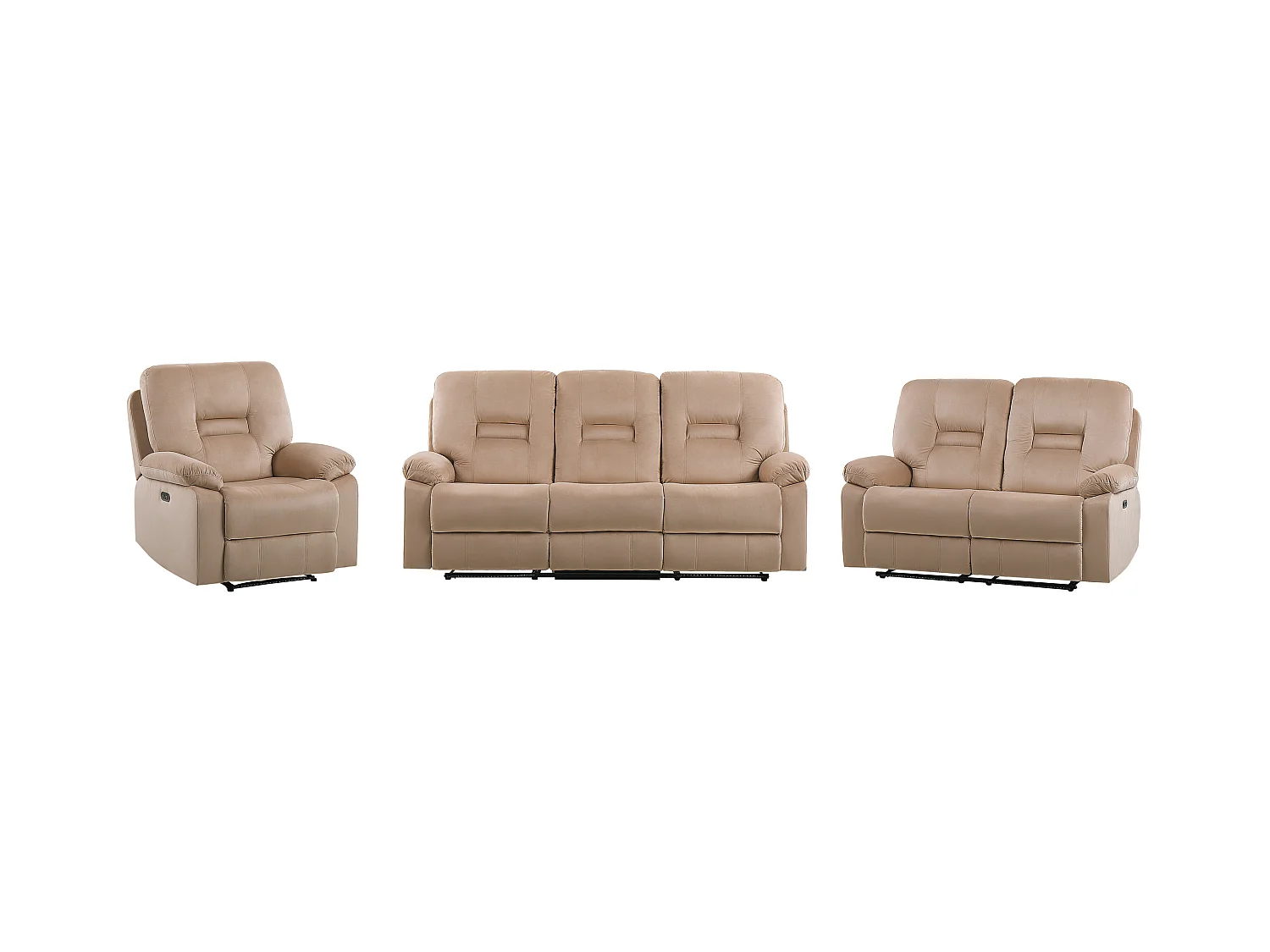 Ensemble de salon relax électrique 6 places BERGEN Velours Beige sable avec port USB