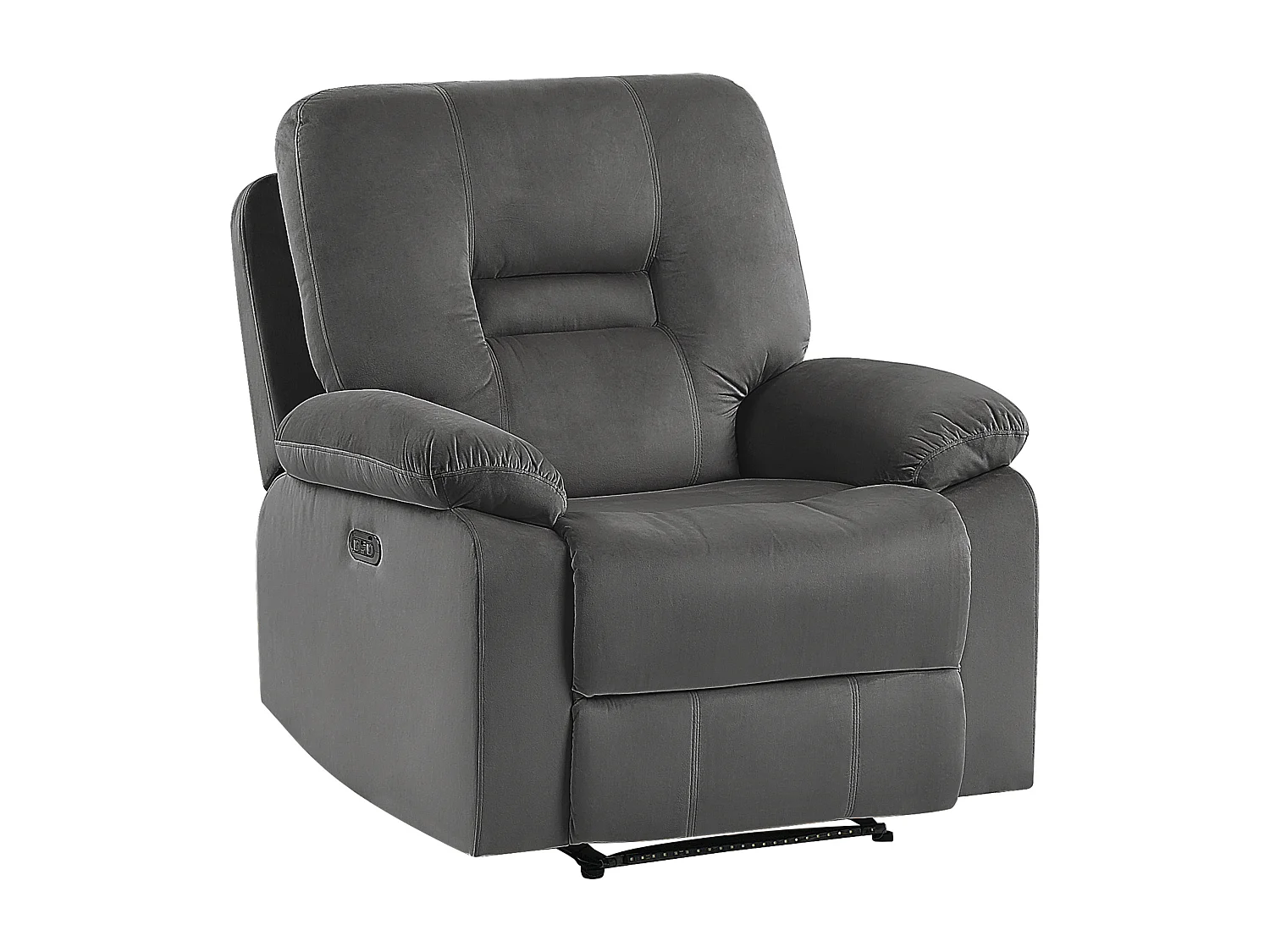 Conjunto de sala de estar reclinable eléctrico BERGEN Terciopelo Gris oscuro con puerto USB 6 plazas