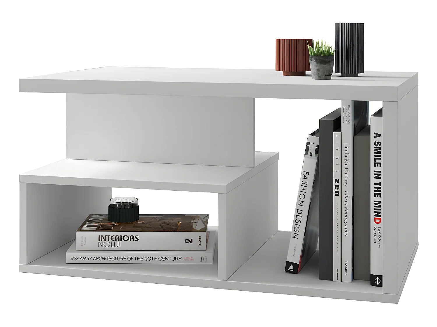 Table Basse Rectangle Blanche 4 Niches