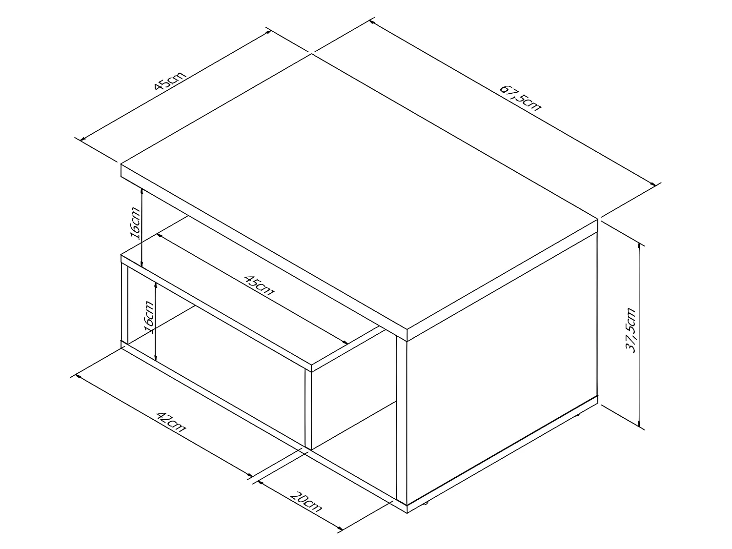 Table Basse Rectangle Blanche 4 Niches