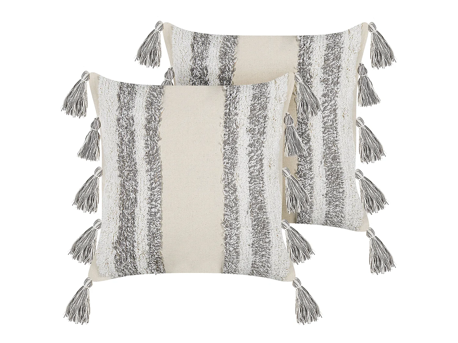Lot de 2 coussins décoratifs HELICONIA Coton 45 x 45 cm Beige À rayure