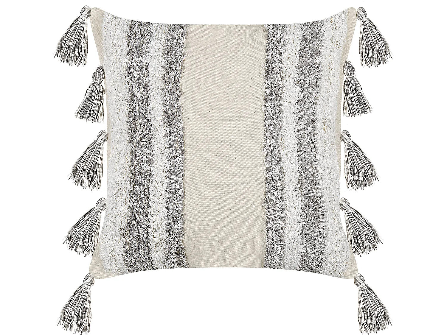 Dekokissen Baumwolle mit Fransen beige/grau 45x45cm 2er Set Heliconia