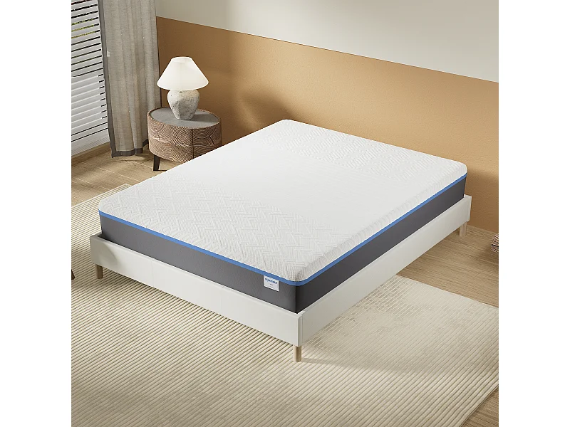 Matelas 90x190cm souple, latex et gel mémoire de forme, ép.28 cm