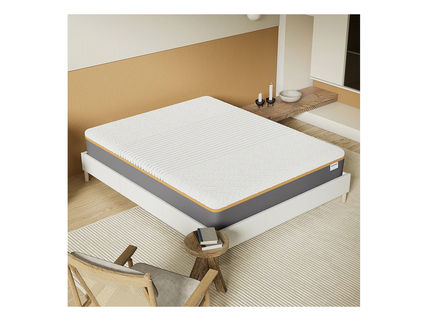 Matelas 180x200cm ferme, latex et gel mémoire de forme, ép.28 cm