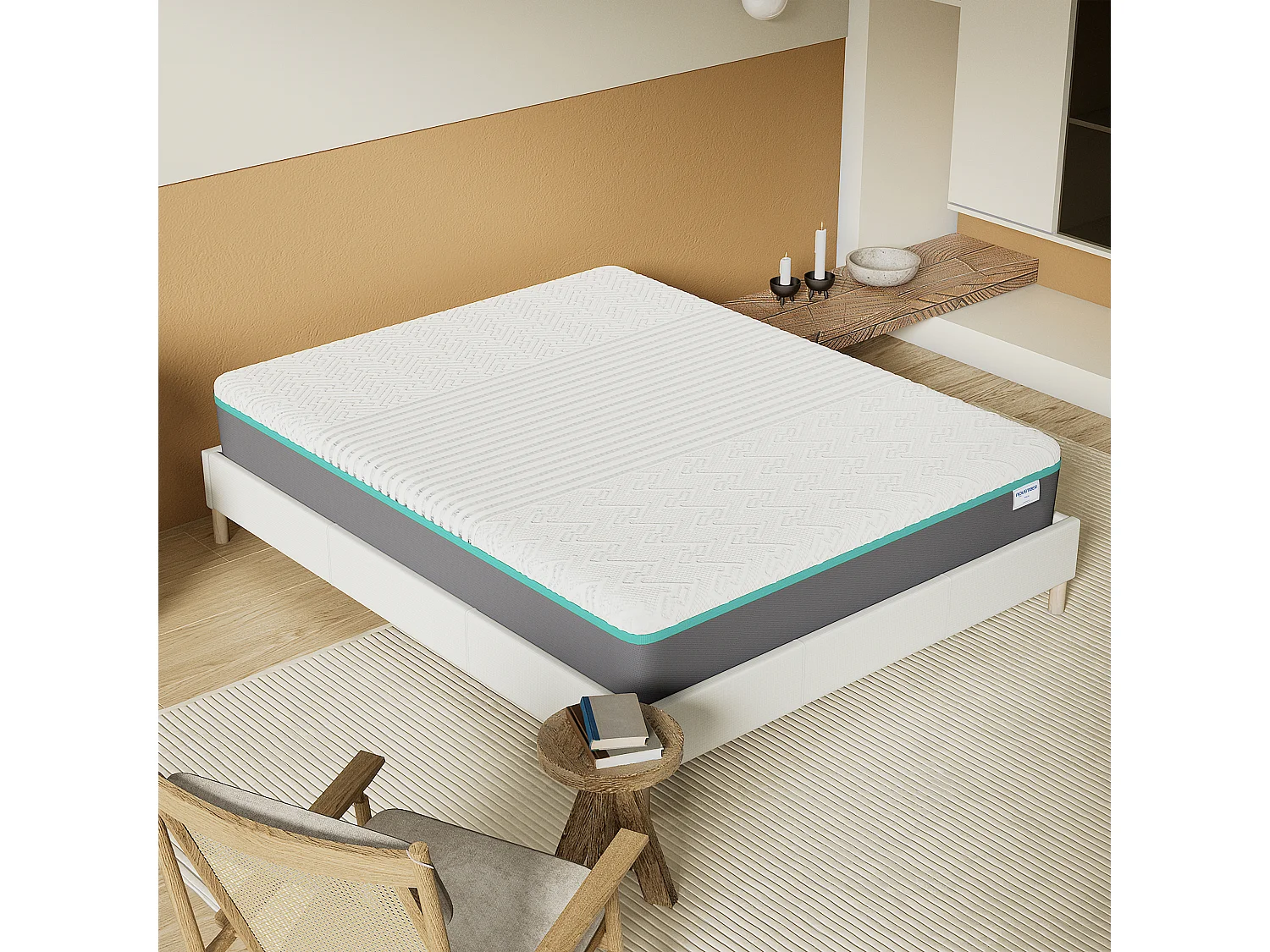 Matelas 160x200cm mi-ferme, latex et gel mémoire de forme, ép.28 cm