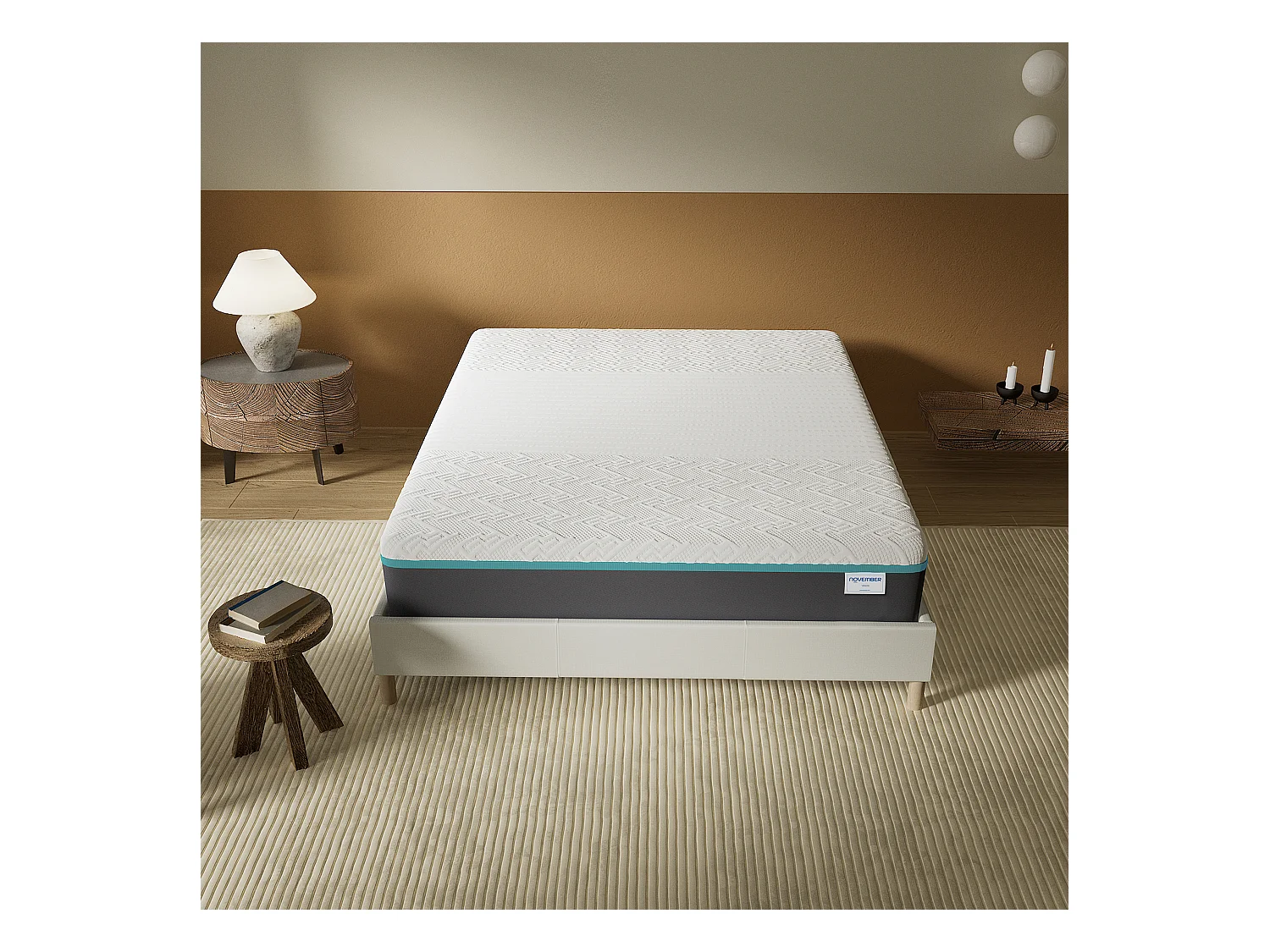 Matelas 90x200cm mi-ferme, latex et gel mémoire de forme, ép.28 cm
