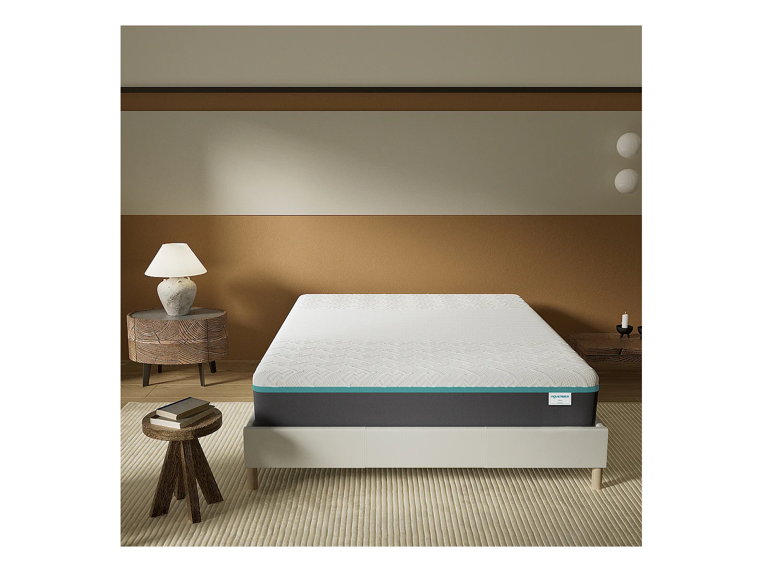 Matelas 90x200cm mi-ferme, latex et gel mémoire de forme, ép.28 cm