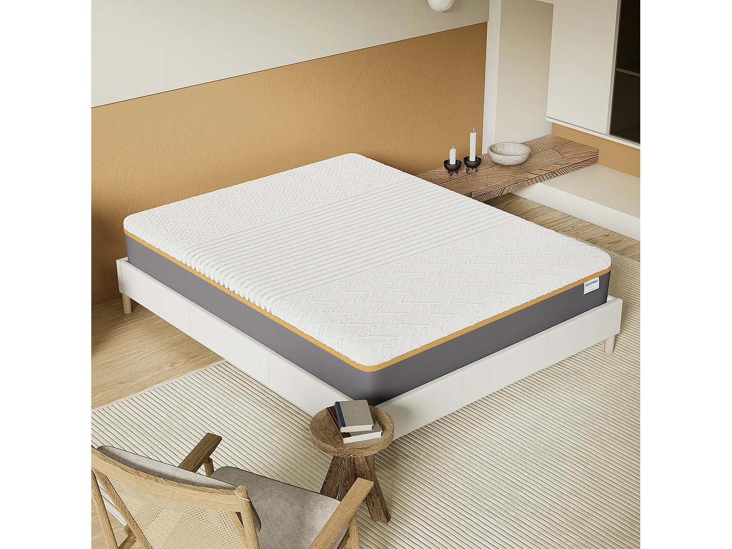 Matelas 90x190cm ferme, latex et gel mémoire de forme, ép.28 cm